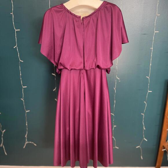 Vintage 1970s Joseph Ribkoff Satin Blouson Dress Size XS - Picture 5 of 9